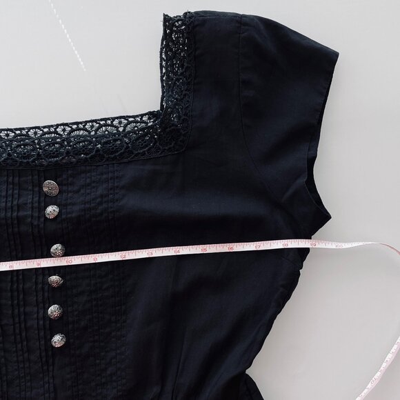 Rare! VINTAGE Crochet Dress Tiered Skirt Whimsigoth Fairy Grunge Sheer Size 6 - Picture 13 of 15